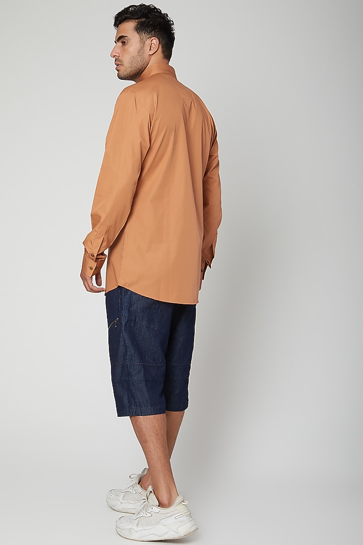 Mustard Digital Screen Printed Party Wear Shirt by Unit by Rajat Suri at Pernia's Pop Up Shop