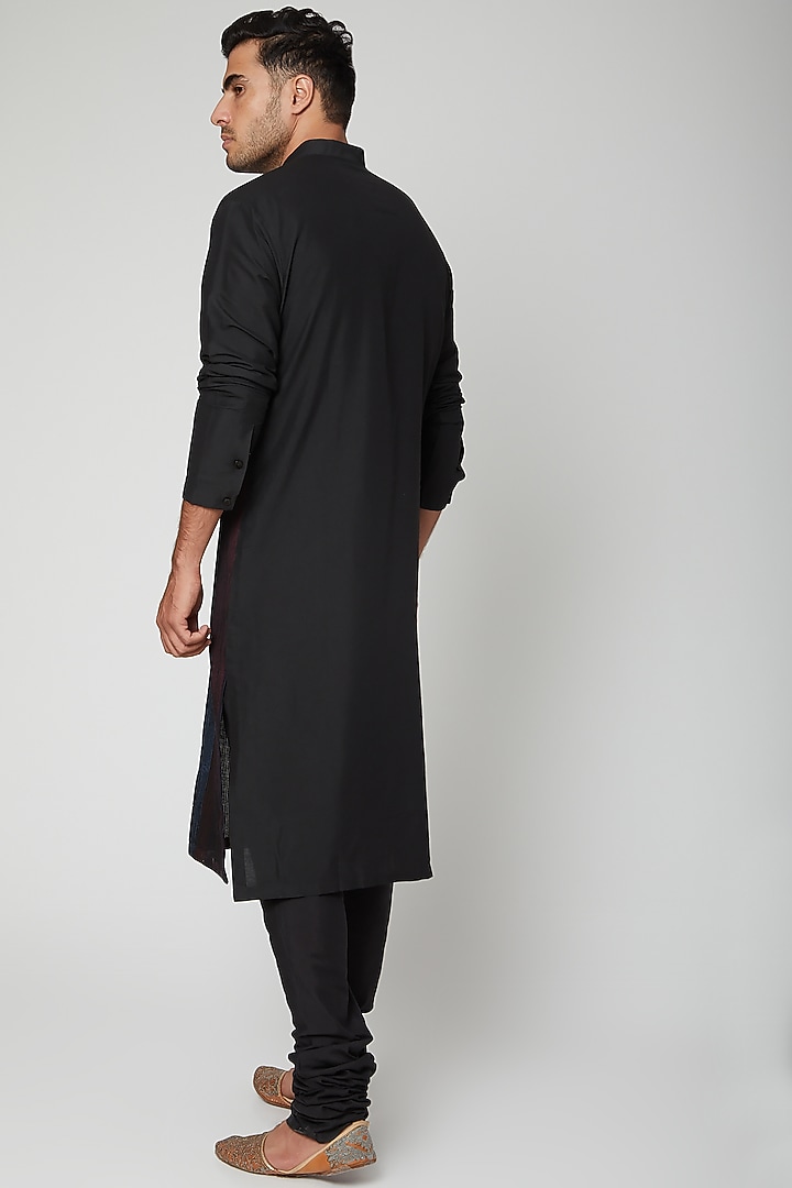 Navy Blue Pintuck Kurta by Unit by Rajat Suri at Pernia's Pop Up Shop