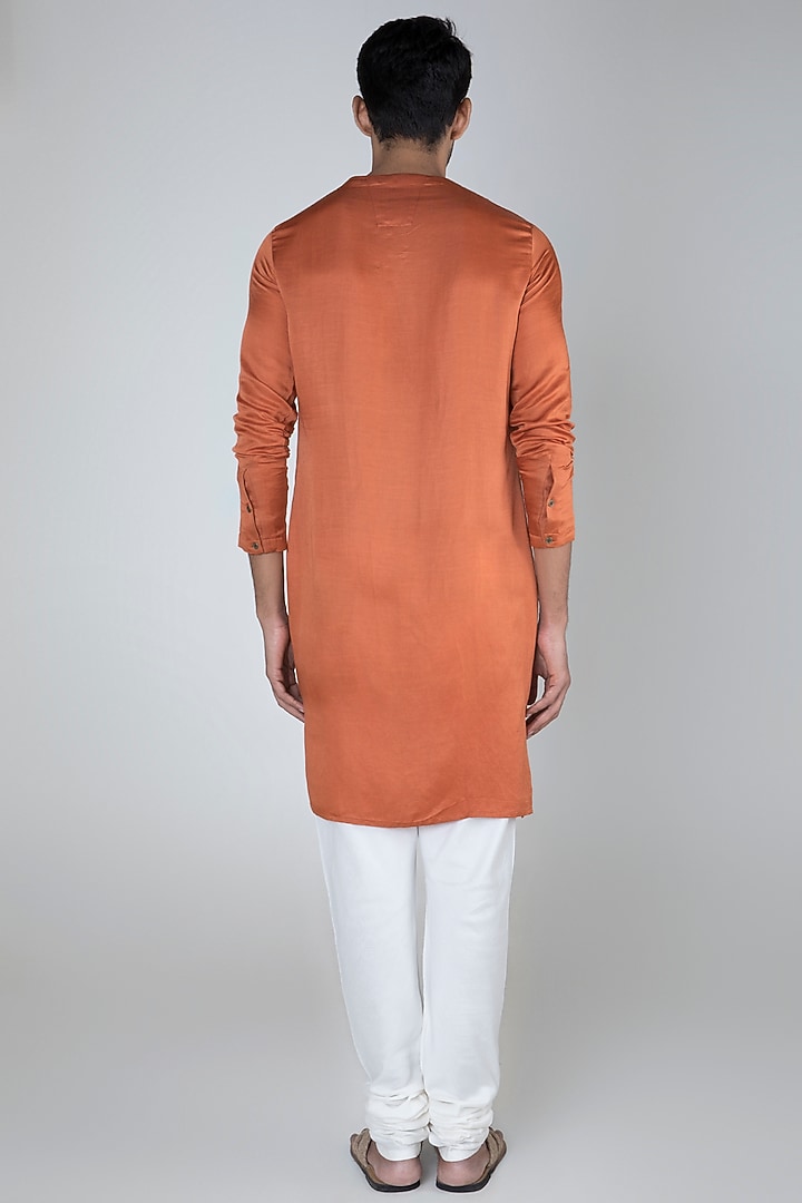 Rust Flat Neck Kurta by Unit by Rajat Suri at Pernia's Pop Up Shop