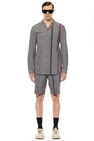 Beige Printed Shorts by Unit by Rajat Suri