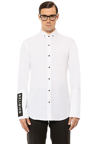 White High Density Printed Shirt by Unit by Rajat Suri