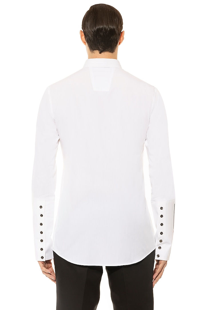 White High Density Printed Party Wear Shirt by Unit by Rajat Suri at Pernia's Pop Up Shop