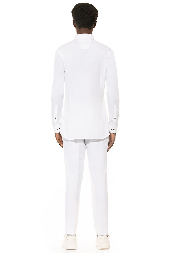 White Graphic Print Party Wear Shirt by Unit by Rajat Suri at Pernia's Pop Up Shop
