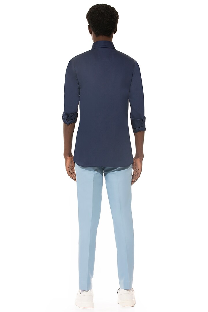 Navy Blue Cotton Party Wear Shirt by Unit by Rajat Suri at Pernia's Pop Up Shop
