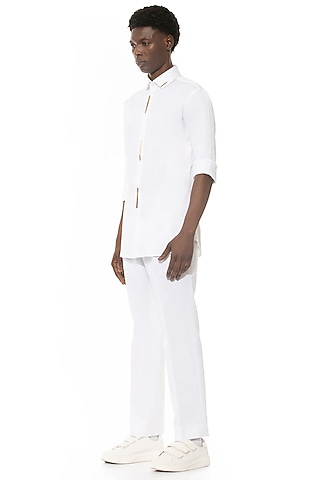 White Cotton Shirt With Signature Print by Unit by Rajat Suri