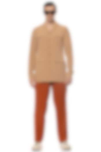 Beige Crepe Party Wear Shirt by Unit by Rajat Suri at Pernia's Pop Up Shop