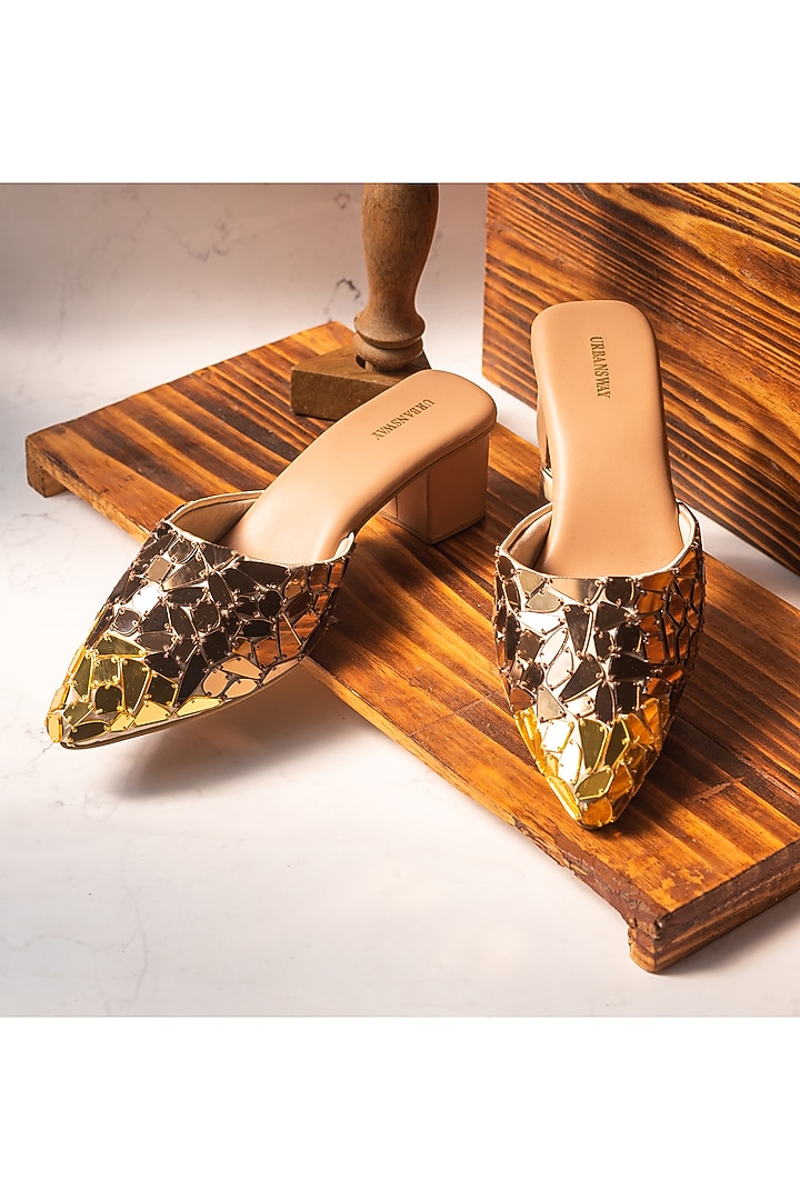 Black Taffeta Silk Acrylic Mirror Mules by Urbansway at Pernia's Pop Up Shop