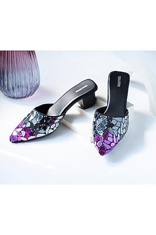 Black Vegan Leather Mules by Urbansway
