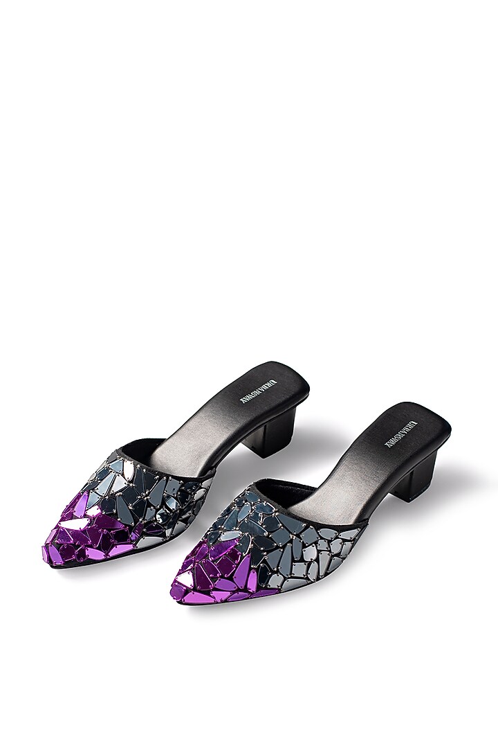 Black Vegan Leather Mules by Urbansway at Pernia's Pop Up Shop