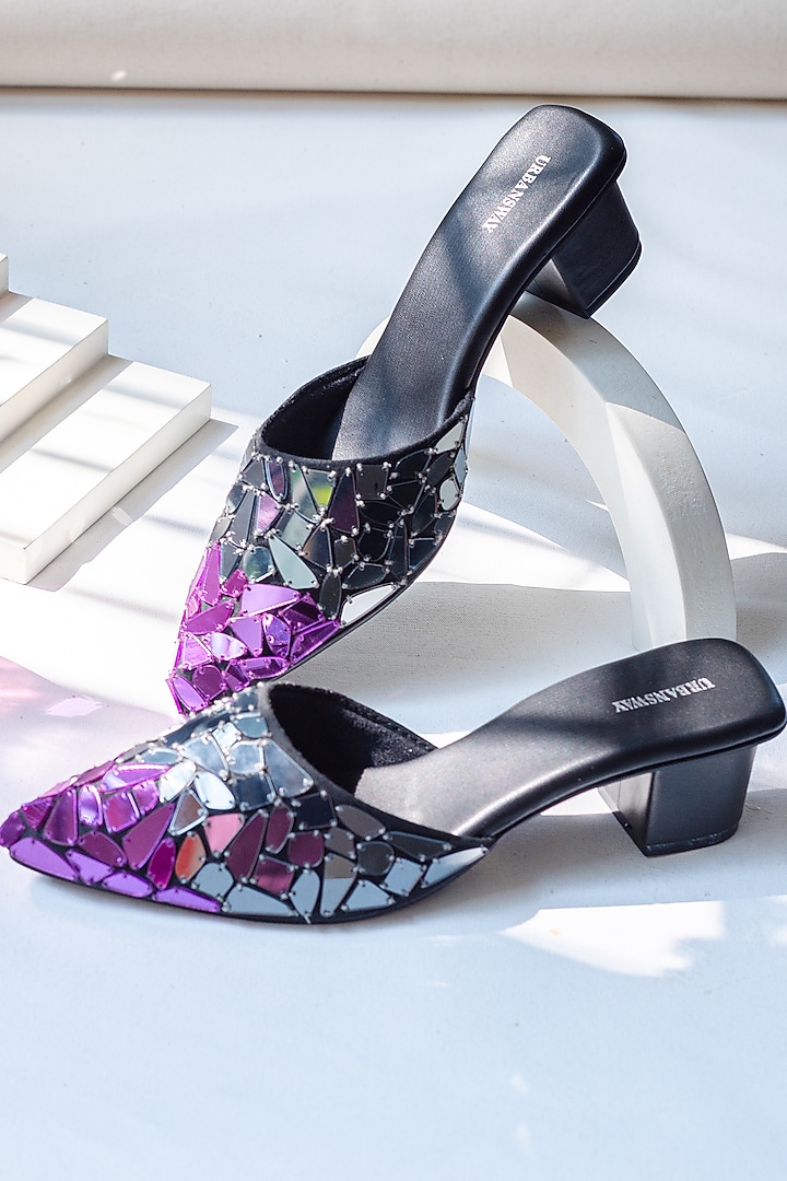 Black Vegan Leather Mules by Urbansway at Pernia's Pop Up Shop
