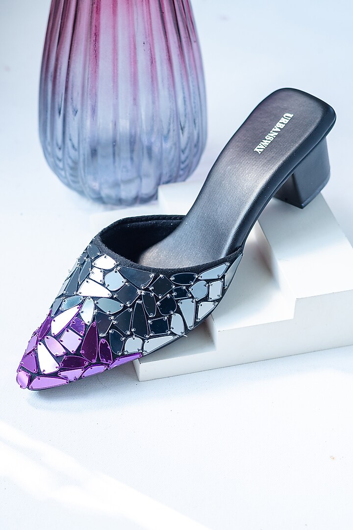 Black Vegan Leather Mules by Urbansway at Pernia's Pop Up Shop