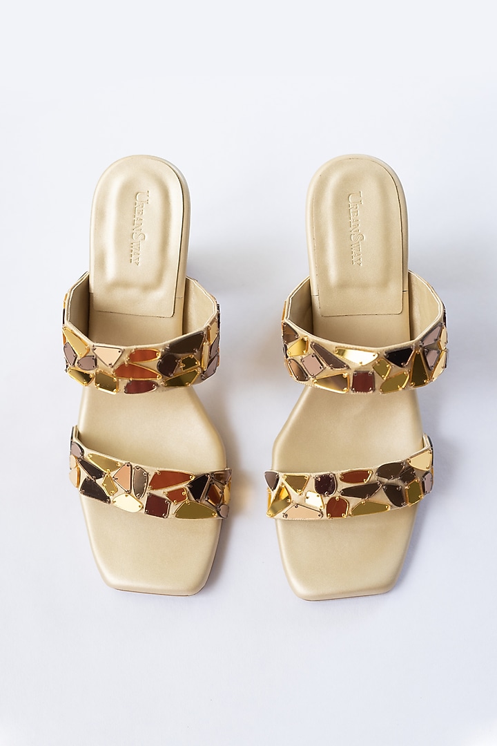 Gold Bridal Satin Acrylic Mirror Heels by Urbansway at Pernia's Pop Up Shop