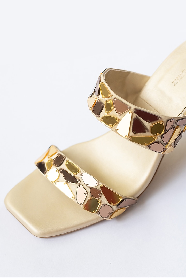 Gold Bridal Satin Acrylic Mirror Heels by Urbansway at Pernia's Pop Up Shop