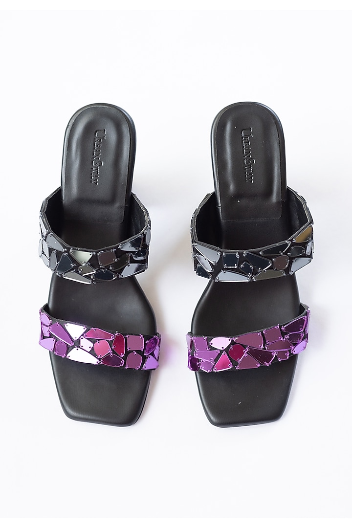 Black & Purple Bridal Satin Acrylic Mirror Heels by Urbansway at Pernia's Pop Up Shop