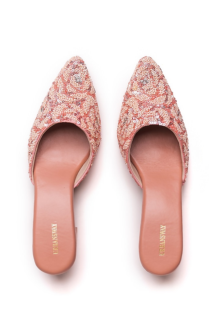 Pink Faux Leather Mules by Urbansway
