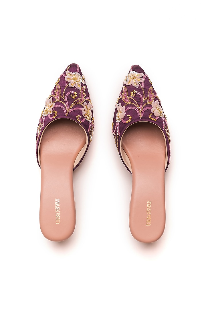 Purple Faux Leather Mules by Urbansway