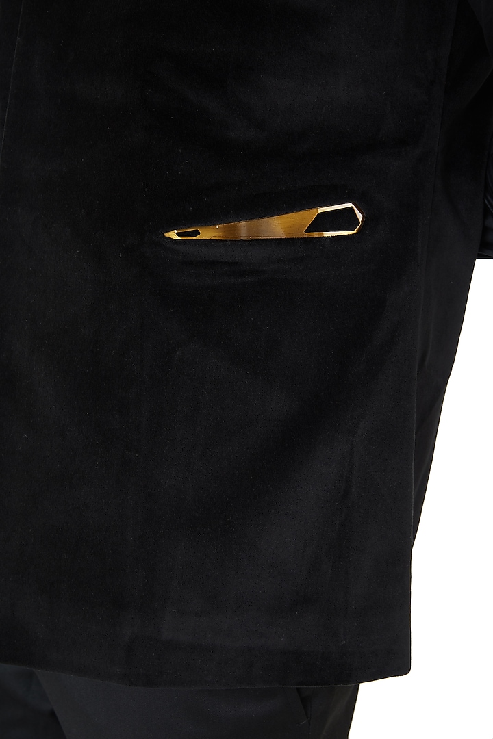 Black metal insert velvet waist coat available only at Pernia's Pop Up Shop.