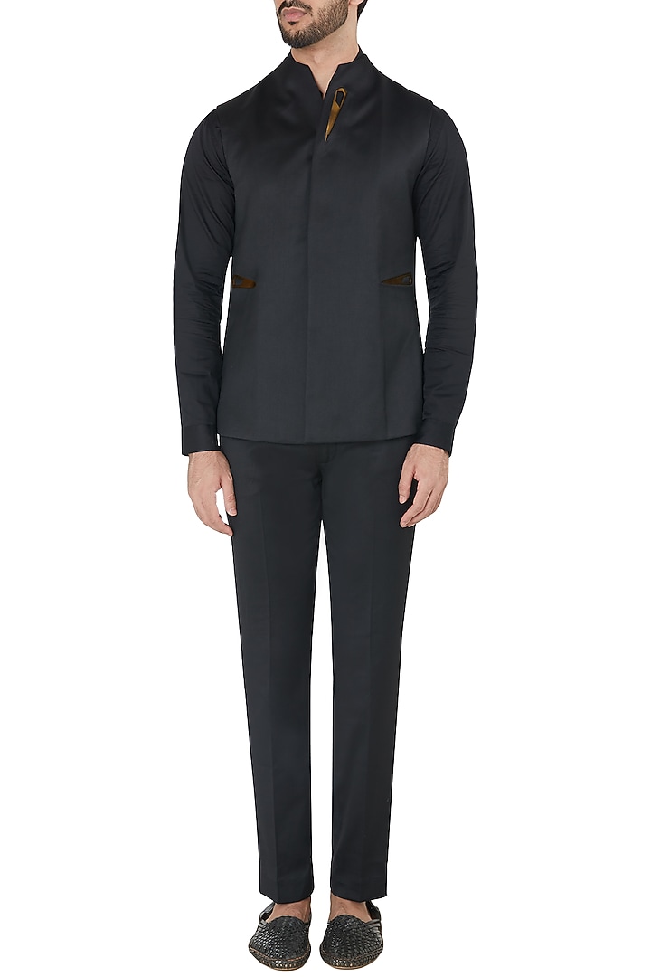 Black metal insert waist coat available only at Pernia's Pop Up Shop.