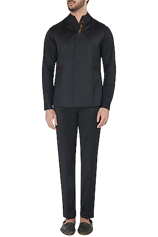 Black Metal Insert Waist Coat by Unit by Rajat Suri