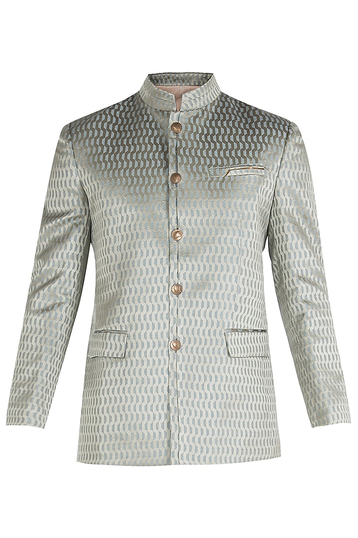 Shimmer Grey Bandhgala Jacket Set by Unit by Rajat Suri