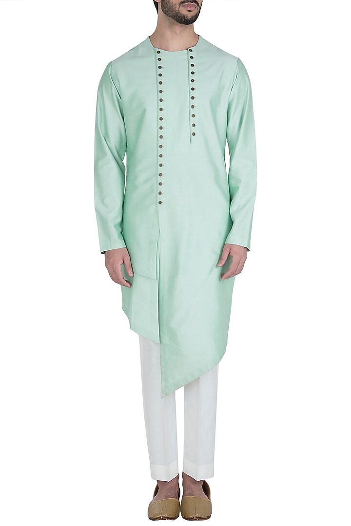 Pastel green layered kurta with pants available only at Pernia's Pop Up Shop.