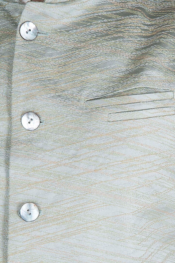 Pastel green jacquard waist coat available only at Pernia's Pop Up Shop.