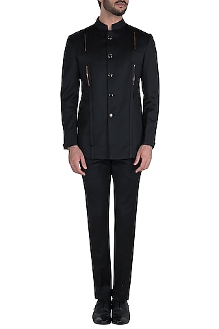 Black Bandhgala Jacket With Pants by Unit by Rajat Suri
