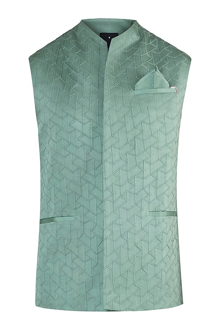 Green textured waistcoat by Unit by Rajat Suri at Pernia's Pop Up Shop