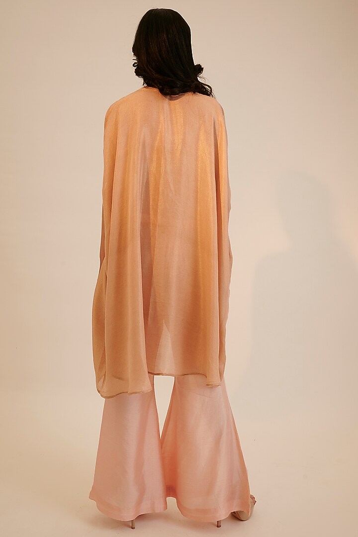 Peach Tissue Georgette Embroidered Co-Ord Set by Sheela Suthar at Pernia's Pop Up Shop