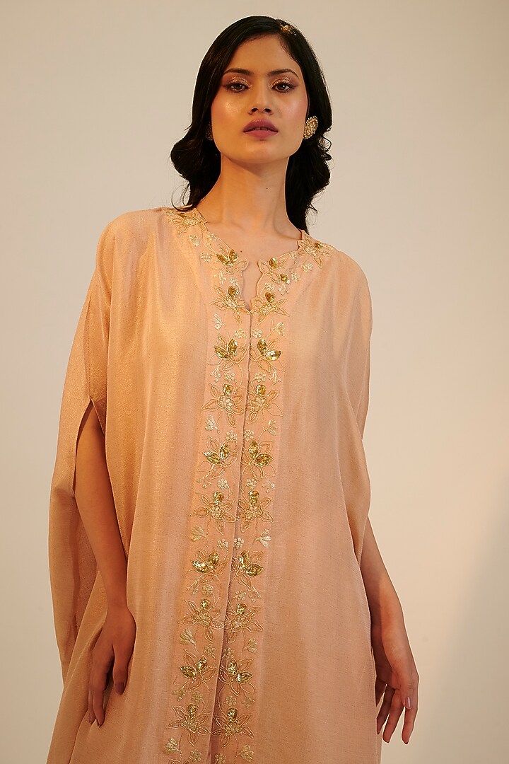 Peach Tissue Georgette Embroidered Co-Ord Set by Sheela Suthar at Pernia's Pop Up Shop