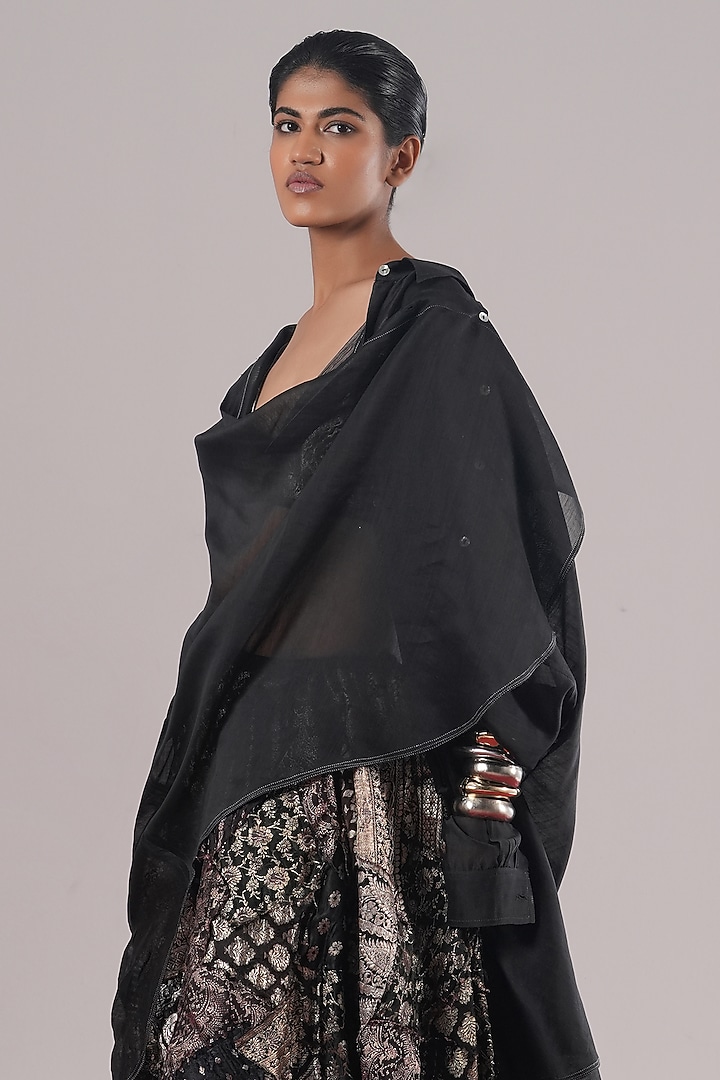 Black Brocade Silk Patchwork Bustier by Urvashi Kaur at Pernia's Pop Up Shop