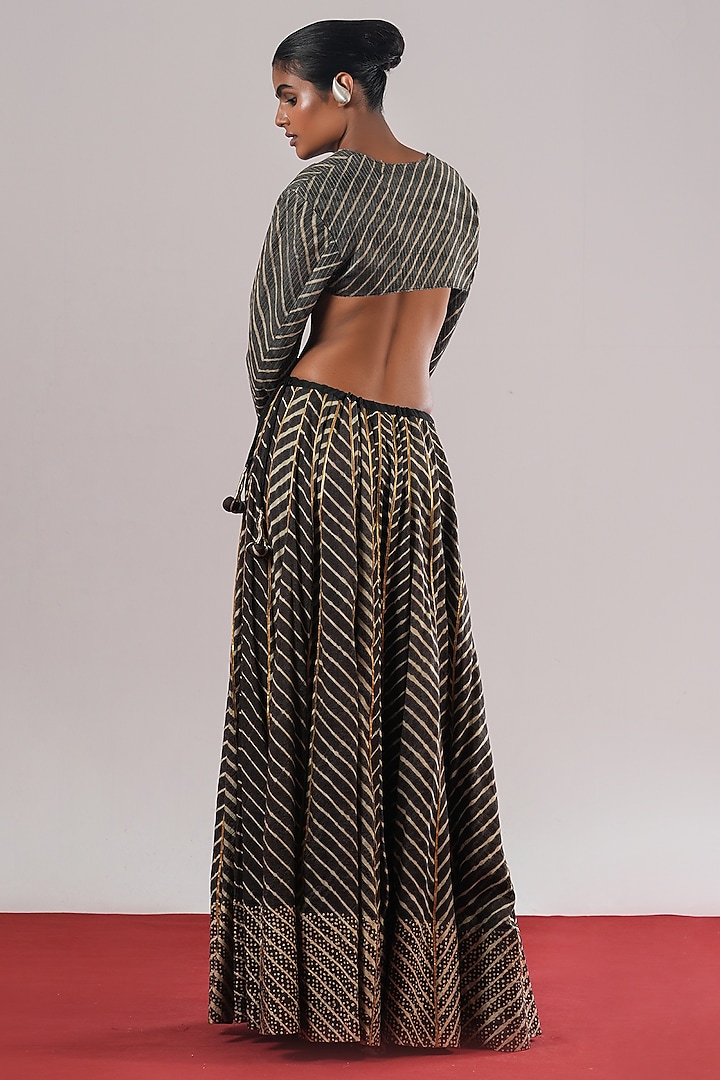 Beige Hand Woven Tissue Silk Blouse by Urvashi Kaur at Pernia's Pop Up Shop