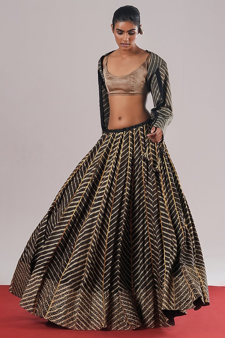Beige Hand Woven Tissue Silk Blouse by Urvashi Kaur at Pernia's Pop Up Shop