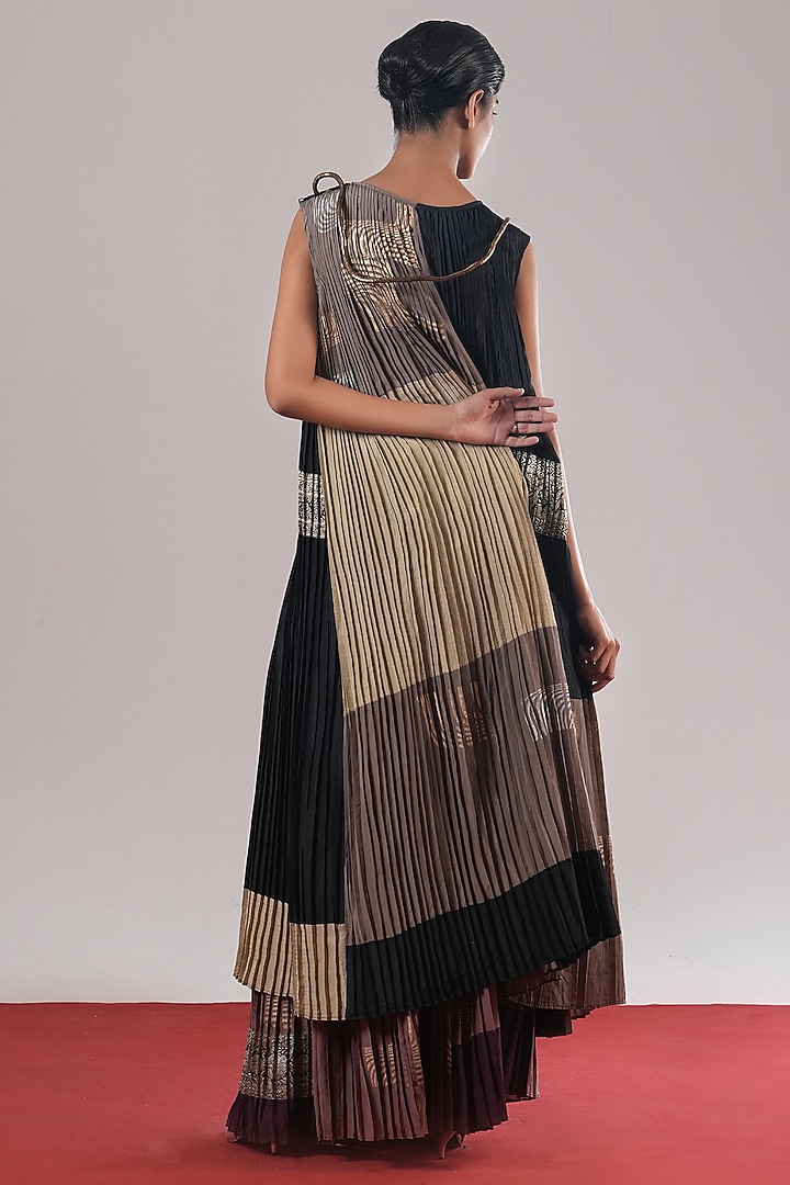 Multi-Colored Brocade Silk Block Printed Tunic by Urvashi Kaur at Pernia's Pop Up Shop