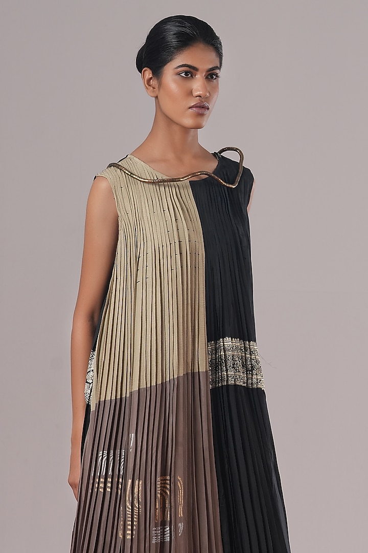 Multi-Colored Brocade Silk Block Printed Tunic by Urvashi Kaur at Pernia's Pop Up Shop