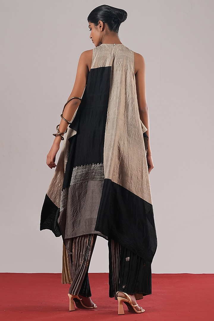 Multi-Colored Mulberry Silk Block Printed Tunic by Urvashi Kaur at Pernia's Pop Up Shop