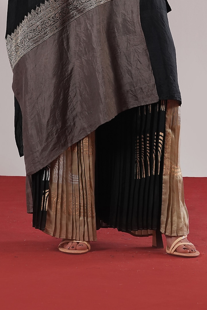 Multi-Colored Brocade Silk Block Printed Pant by Urvashi Kaur at Pernia's Pop Up Shop