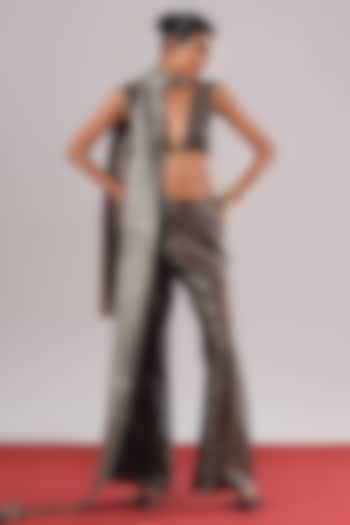 Black Brocade Silk Bustier by Urvashi Kaur at Pernia's Pop Up Shop