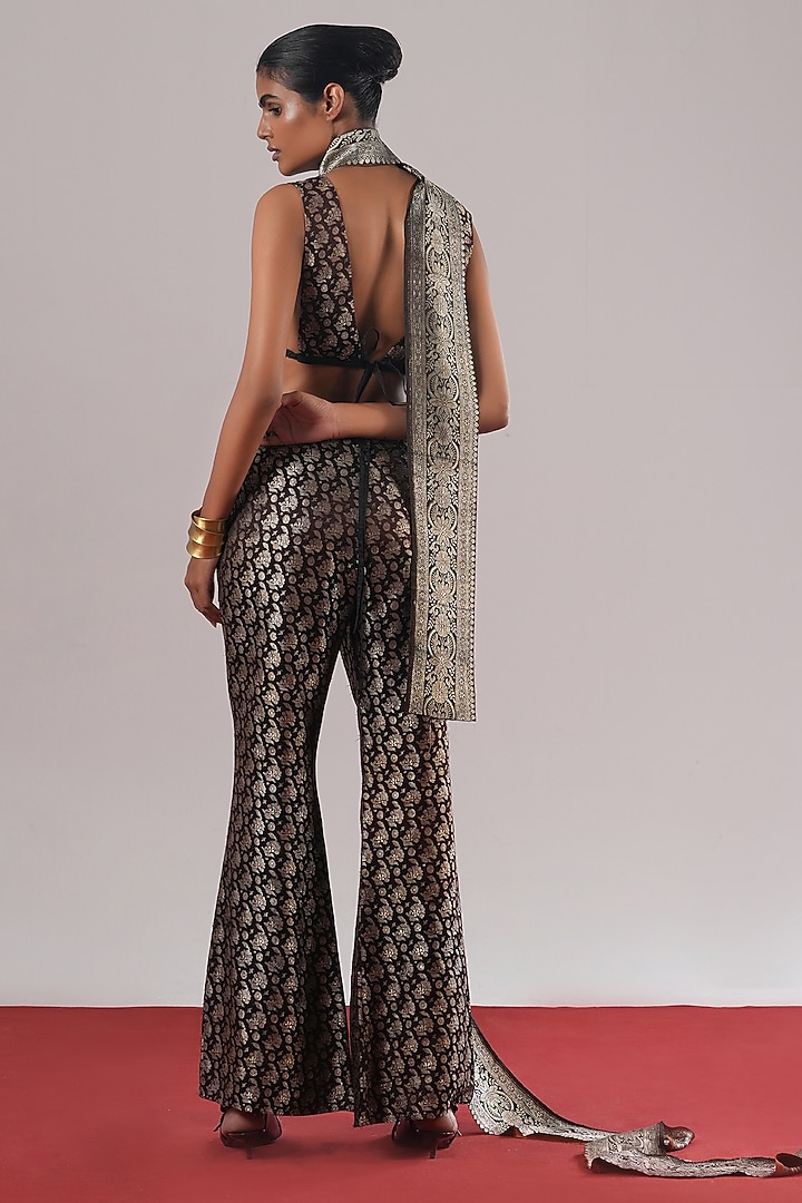 Black Brocade Silk Bustier by Urvashi Kaur at Pernia's Pop Up Shop