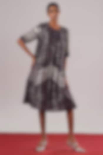 Purple Brocade Silk A-Line Vacation Dress by Urvashi Kaur at Pernia's Pop Up Shop