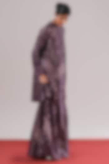 Jamuni Purple Brocade Silk Gharara Pants by Urvashi Kaur at Pernia's Pop Up Shop