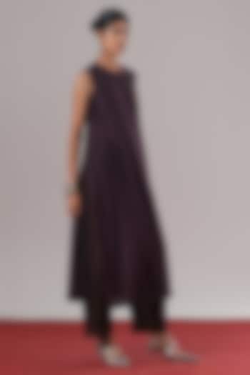 Jamuni Purple Chanderi Silk Block Printed Kurta by Urvashi Kaur at Pernia's Pop Up Shop