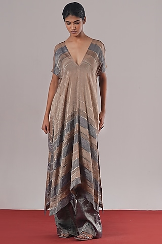 Indigo Blue Tissue Silk Wide-Leg Pants by Urvashi Kaur