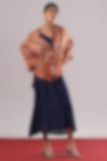 Indigo Blue Tissue Zari Silk Slip Summer Dress by Urvashi Kaur at Pernia's Pop Up Shop