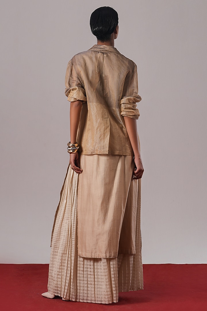 Silver & Grey Chanderi Silk Tunic by Urvashi Kaur at Pernia's Pop Up Shop