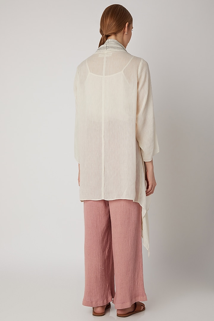 White Chanderi Silk Overlay Jacket by Urvashi Kaur at Pernia's Pop Up Shop
