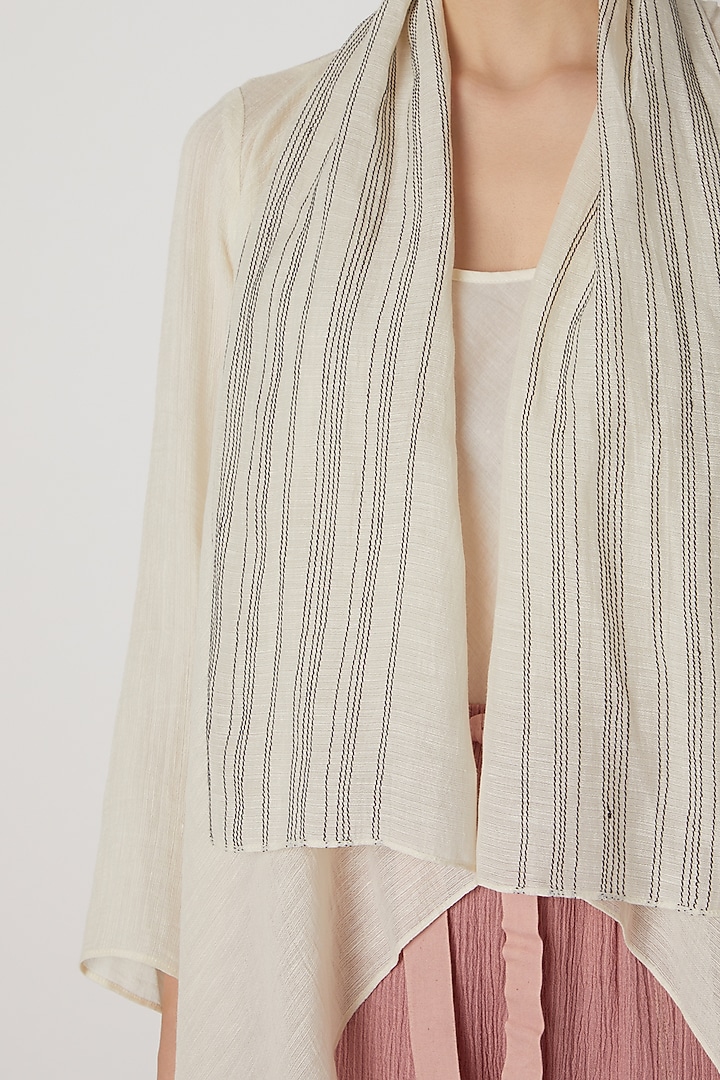 White Chanderi Silk Overlay Jacket by Urvashi Kaur at Pernia's Pop Up Shop