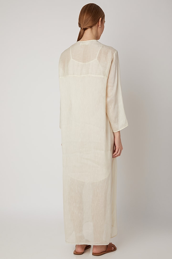 White Chanderi Silk Tunic by Urvashi Kaur at Pernia's Pop Up Shop