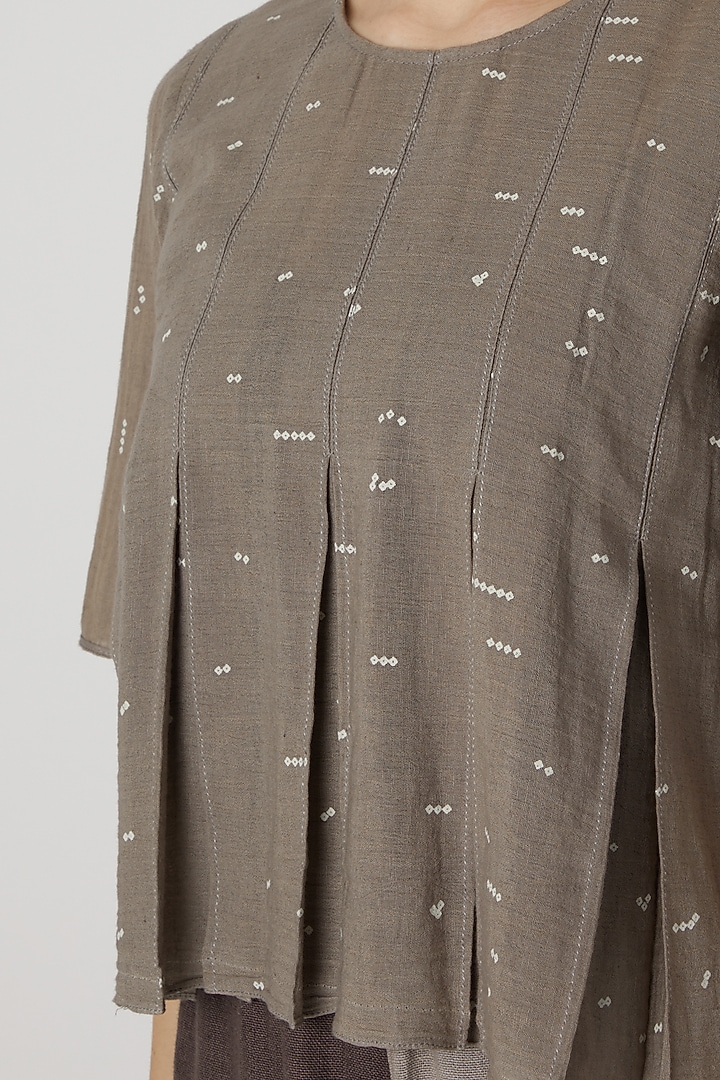 Beige Organic Cotton Top by Urvashi Kaur at Pernia's Pop Up Shop