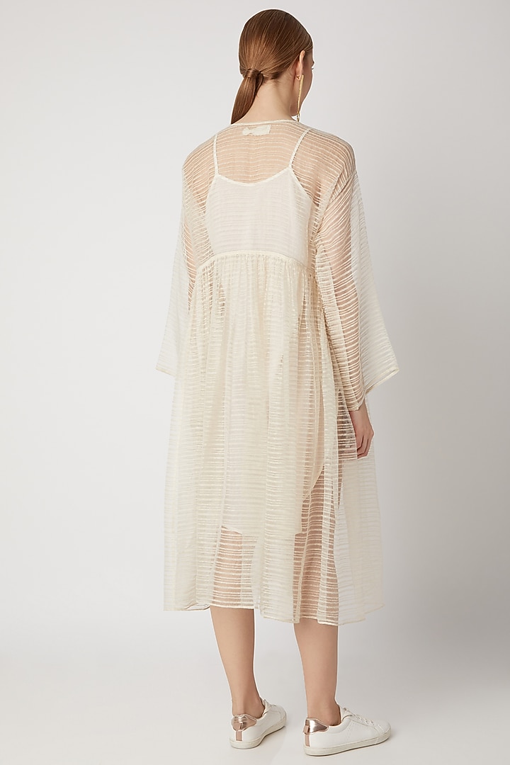 White Noil Silk Overlay by Urvashi Kaur at Pernia's Pop Up Shop